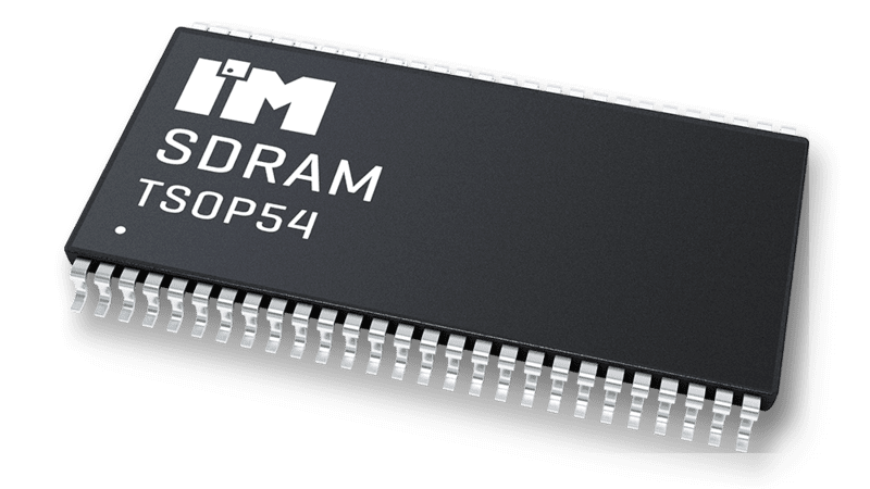 SDRAM, 64Mb, 3.3V, 4Mx16, 166MHz (166Mbps), -40C to +85C, TSOPII-54